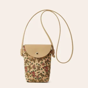 Cork Crossbody Bag Butterfly Rose Floral Print Vegan Mini Phone Bag Flip Cover Women Boho Eco-Friendly Lightweight Sustainable