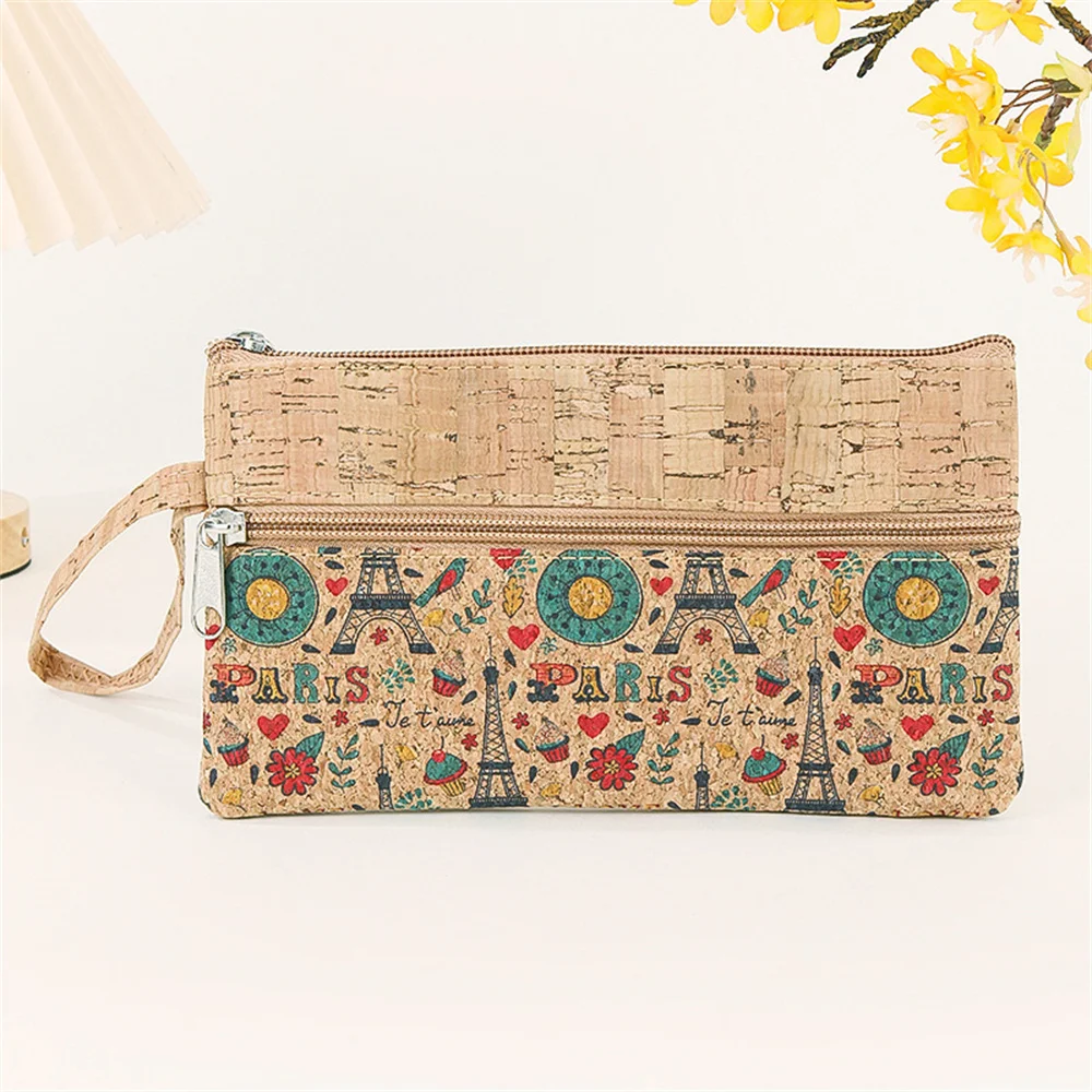 Zipper Coin Purse Secure Cork Print Portable Organizer Pouch Versatile Phone Pouch for Men - Image 4