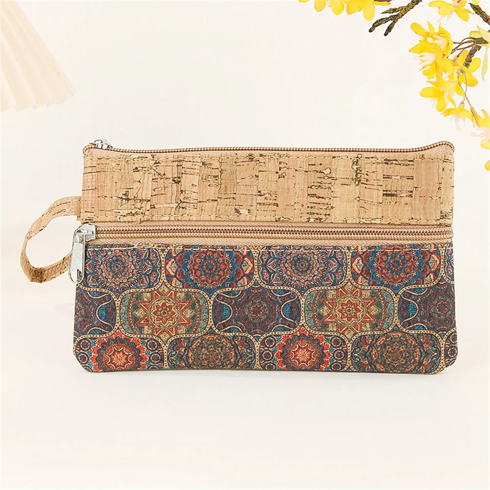 Zipper Coin Purse Secure Cork Print Portable Organizer Pouch Versatile Phone Pouch for Men - Image 3